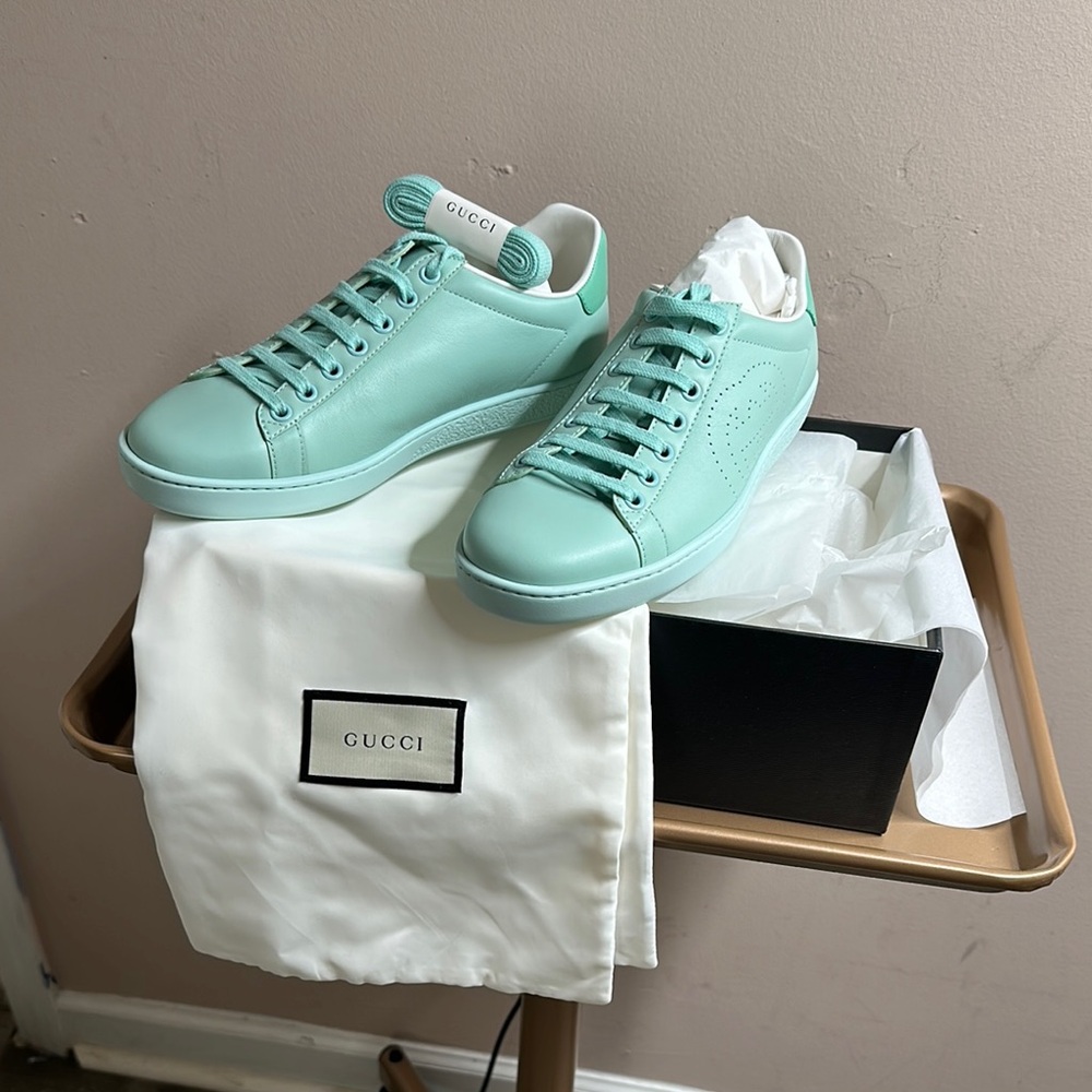 Gucci Light Green Leather Sneakers